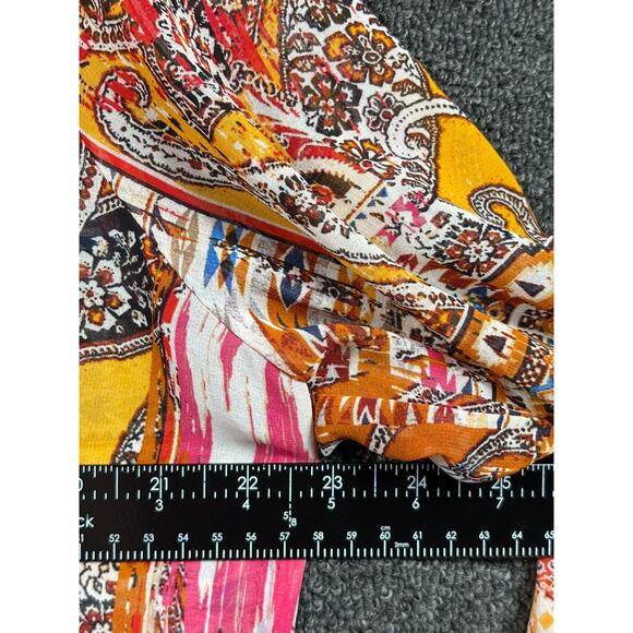 Figueroa Flower Tunic Blouse Womens Size XL Multi V-Neck Roll Tab 3/4 Sleeves - Picture 7 of 7